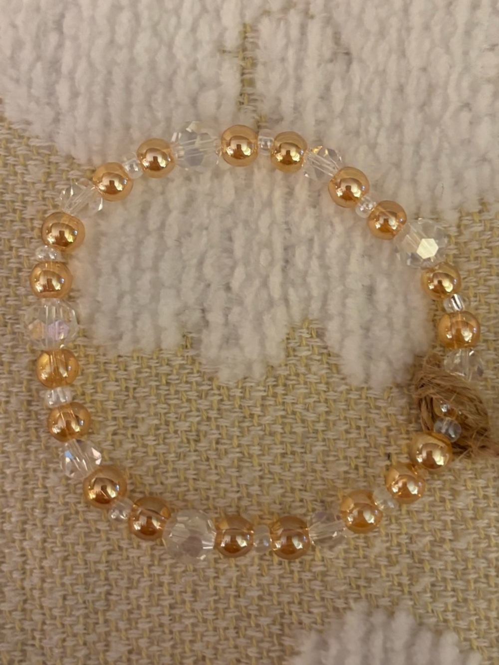 Gold and Clear Beaded Stretch Bracelet - Women Jewelry